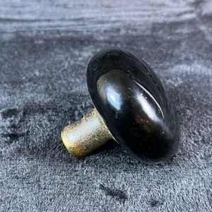 Antique Black Glass Door Knob Brass Shank Vintage Victorian Hardware Salvage